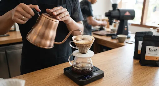 Pour over coffee preparation